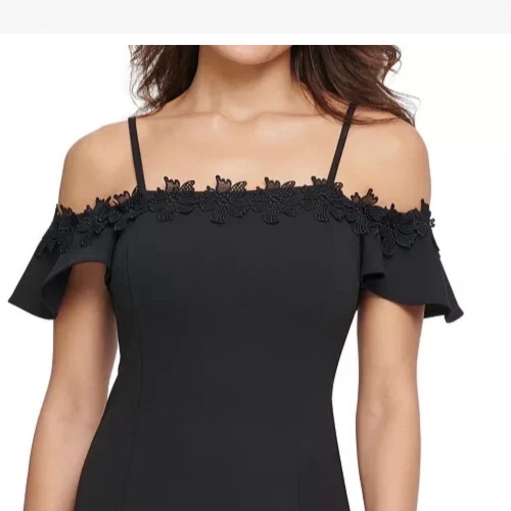 KENSIE Women’s Black Strapless Dress w/ Lace Detail & Wide A-Line Skirt. Size 12
